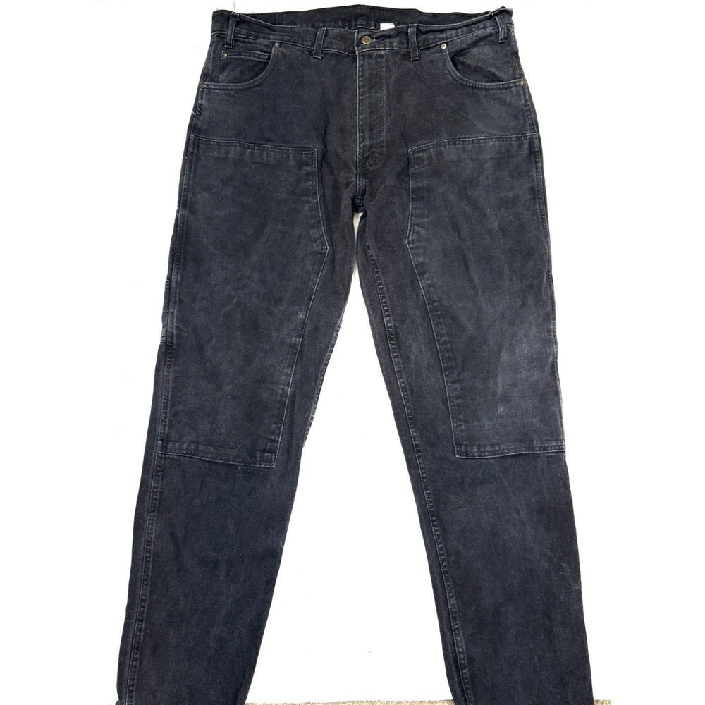 VTG Prison Blues Carpenter Jeans Men's 44x36 Black Denim Work Double Knee USA